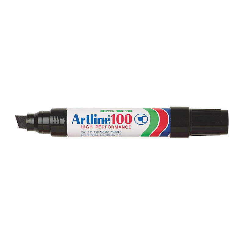 Artline 100 Black Permanent Marker Chisel Tip 7.5 - 12.0 mm