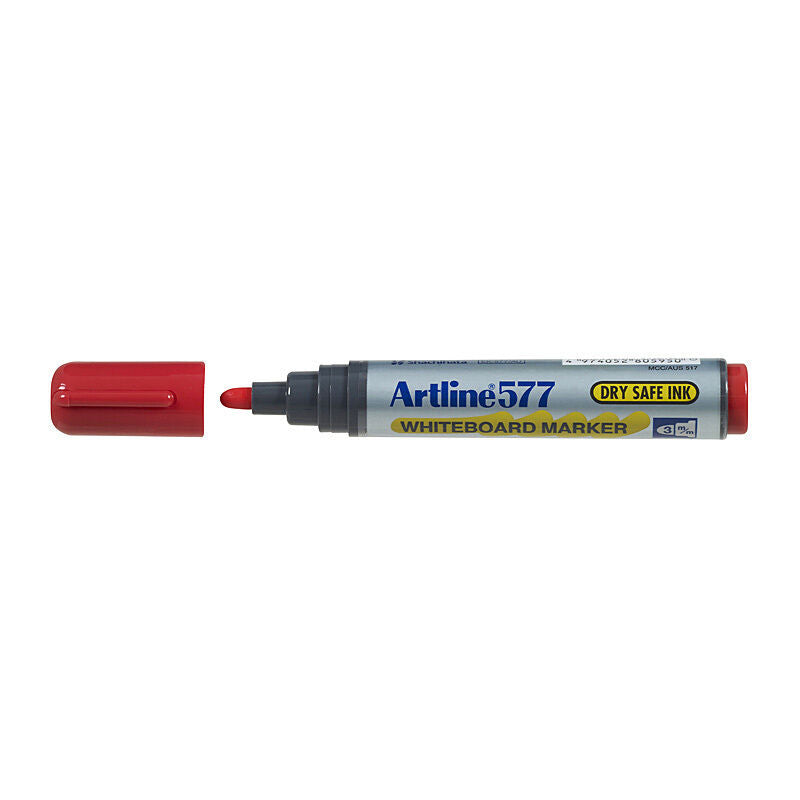 Artline 577 Red Whiteboard Marker Bullet Tip 2.0 mm (Box of 12)