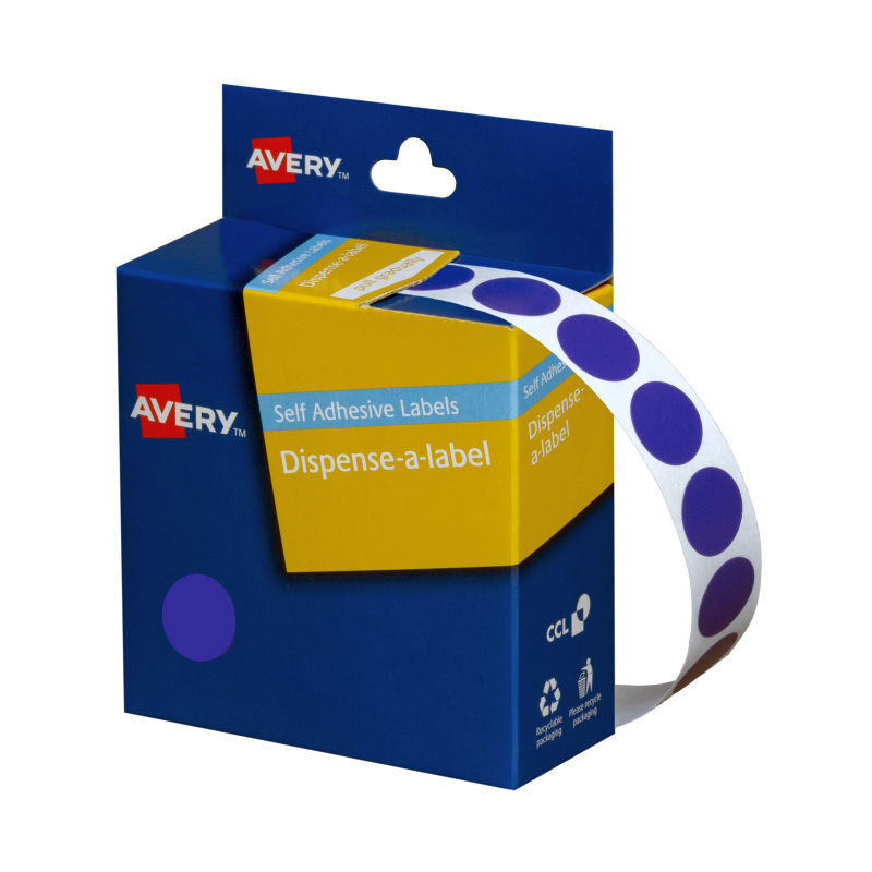 Avery Dispenser Blue Dot Stickers - 14mm - Roll of 1050
