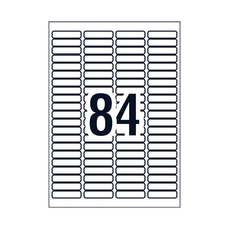 Avery L7656 Multipurpose Labels - 46 x 11.1mm - 84 Labels per Sheet - Pack of 25 Sheets