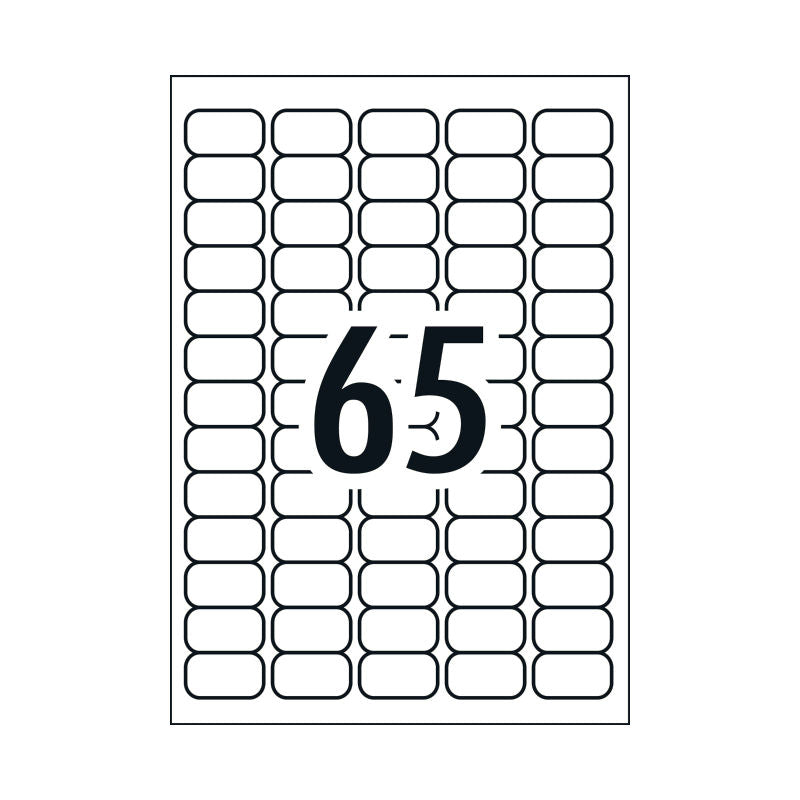Avery L7651 QuickPEEL Laser Labels - 38.1 x 21.2mm - 65 Labels per Sheet - Pack of 100 Sheets