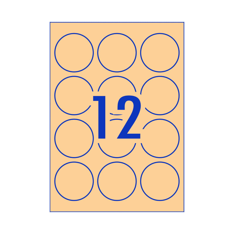Avery Round Brown Labels - 60mm Diameter - 12 Labels per Sheet - Pack of 15