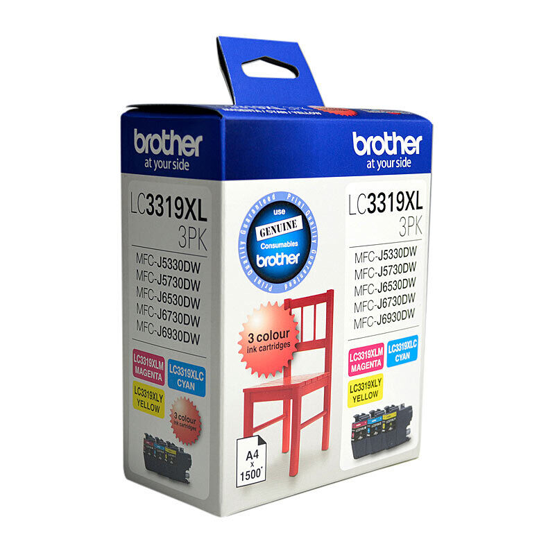Brother LC3319XL CYM (Cyan, Yellow & Magenta) Colour Ink Pack