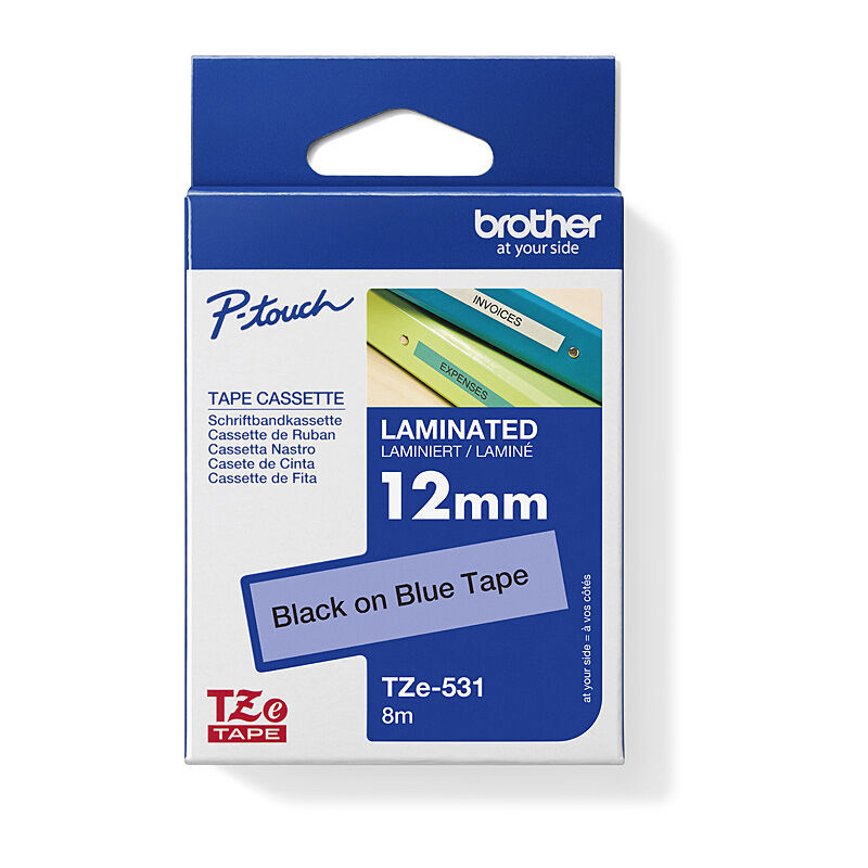 Brother TZe-531 Label Tape - Black on Blue - 12 mm x 8m