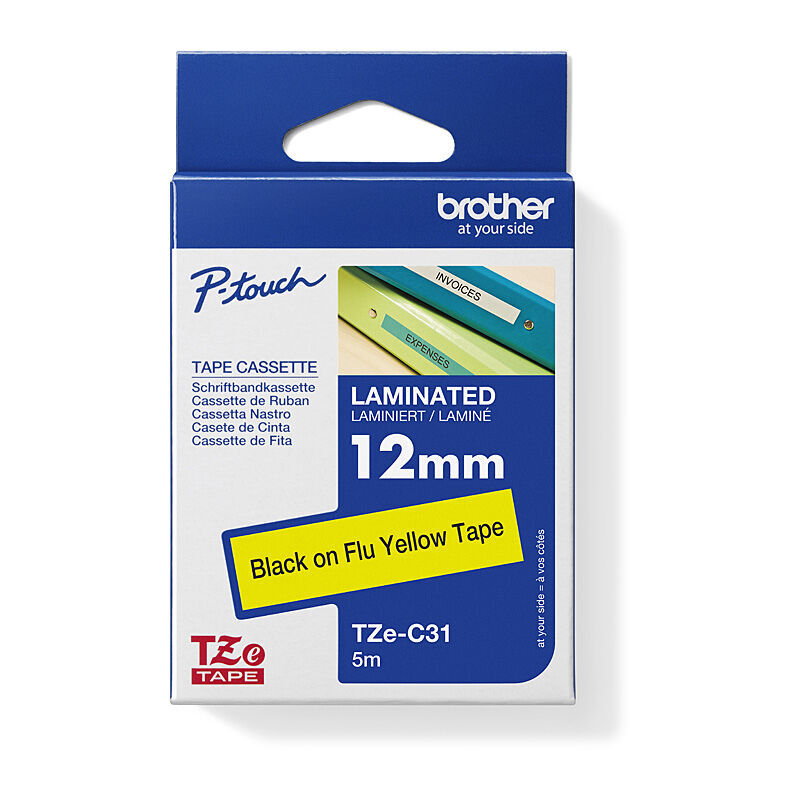Brother TZe-C31 Label Tape - Black on Clear - 12 mm x 8m