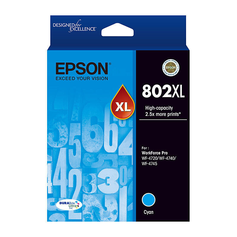 Epson 802XL High Capacity Cyan Ink Cartridge
