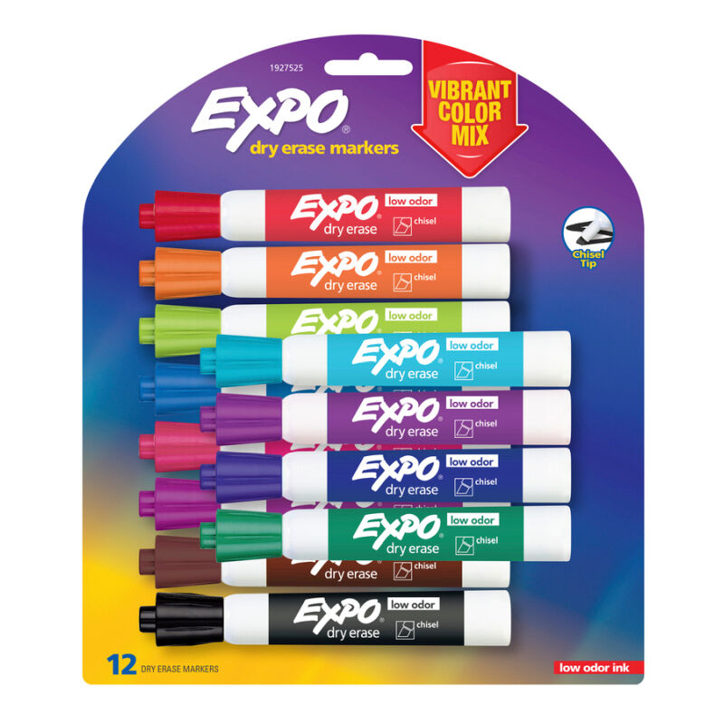 Expo Vibrant Whiteboard Markers - Pack of 12