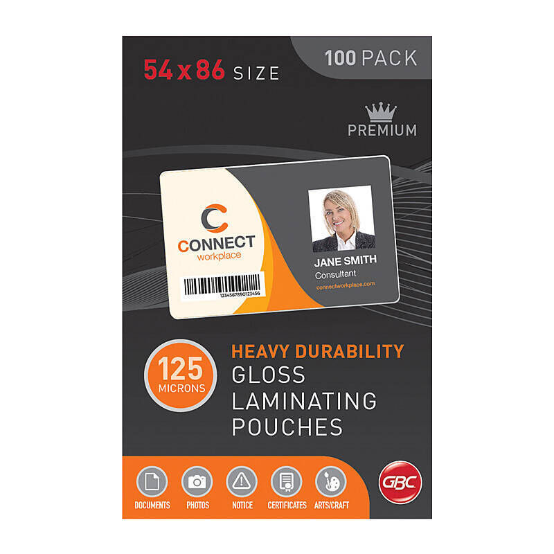 GBC 54X86 125 Mic Laminating Pouches - Pack of 100