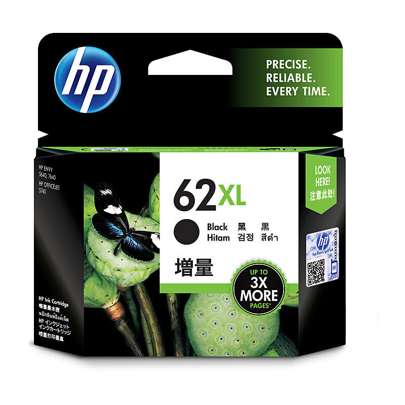 HP (Hewlett Packard) #62XL High Yield Black Ink Cartridge (C2P05AA)
