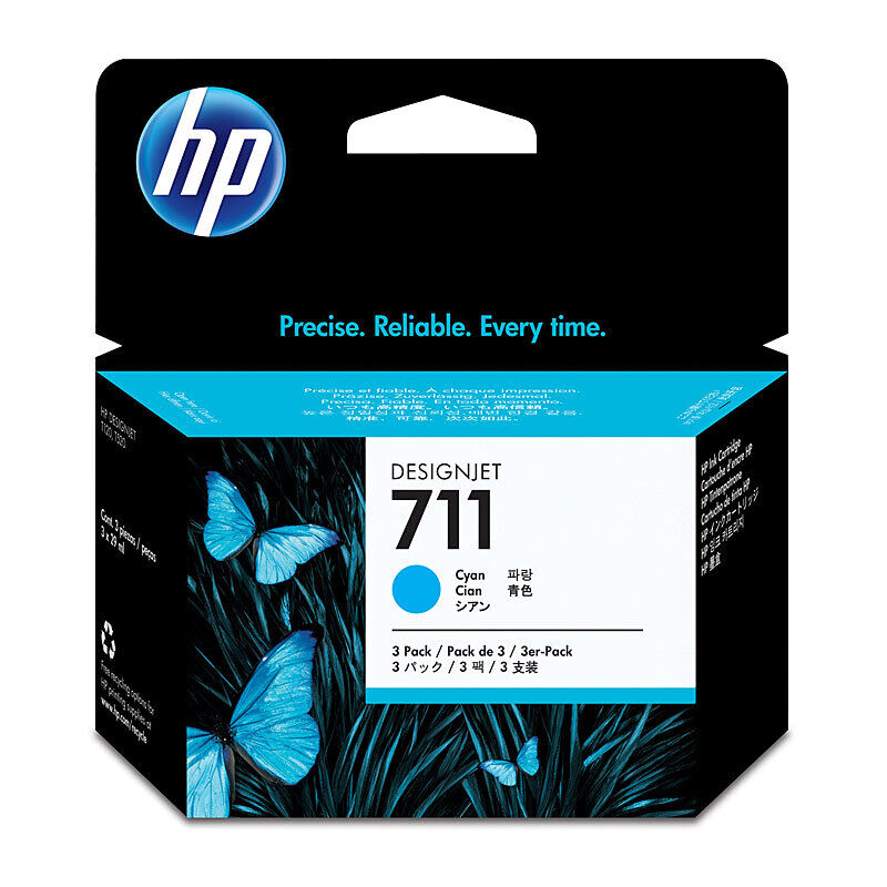 HP (Hewlett Packard) #711 29ml Cyan Ink Cartridge (3 - Pack) (CZ134A)
