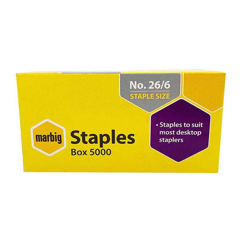 Marbig Staples No. 26/6 - Box of 5000