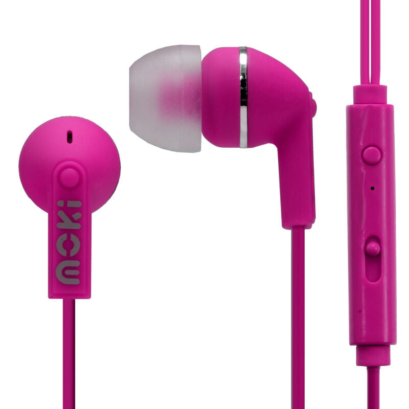 Moki Noise Isolating Earbuds with Mic - Pink