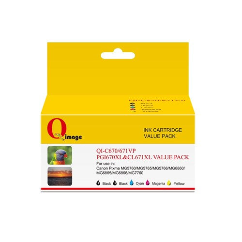 Q-Image Compatible Canon PGI670BK + CLI671 Blk / Cyan / Magenta / Yellow Value Pack XL