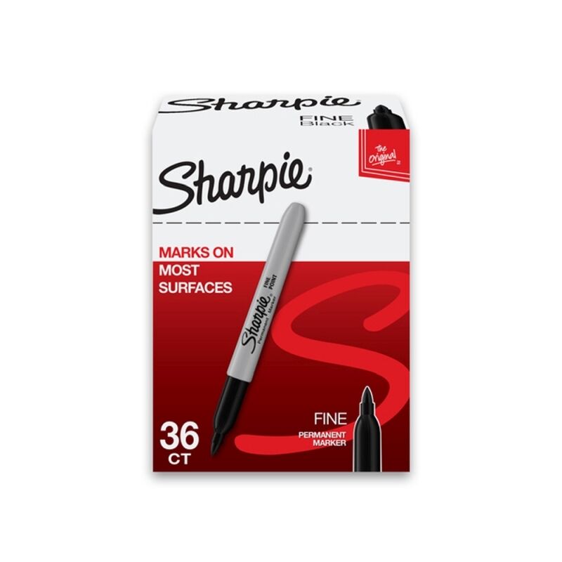 Sharpie Permanent Marker Fine Point Black - Box of 36