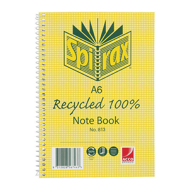 Spirax 813 Notebook, A6 100 Pages - Pack of 5