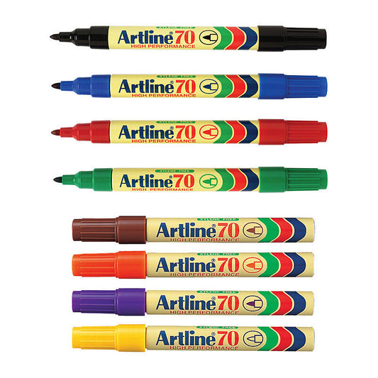 Artline 70 Assorted Colours Permanent Markers Bullet Tip 1.5 mm (Box of 12)