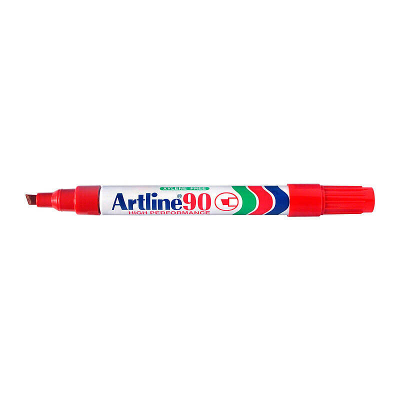 Artline 90 Red Permanent Marker Chisel Tip 2.0 - 5.0 mm (Box of 12)