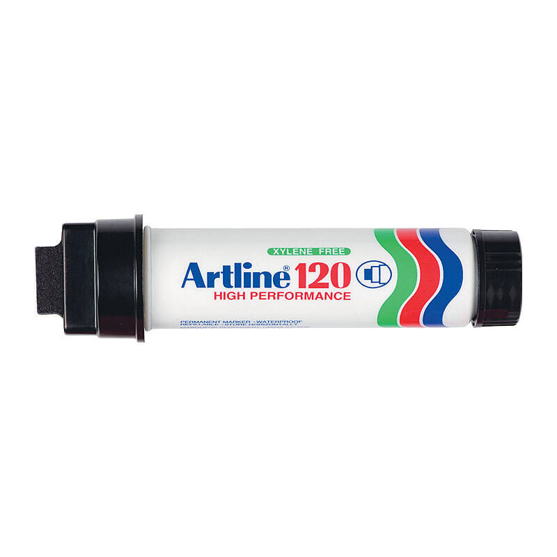 Artline 120 Black Permanent Marker Chisel Tip 10-15mm Box of 6