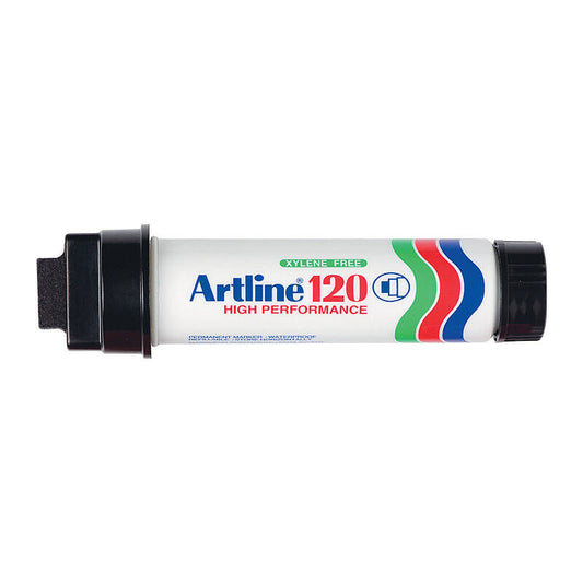 Artline 120 Black Permanent Marker Chisel Tip 10-15mm Box of 6