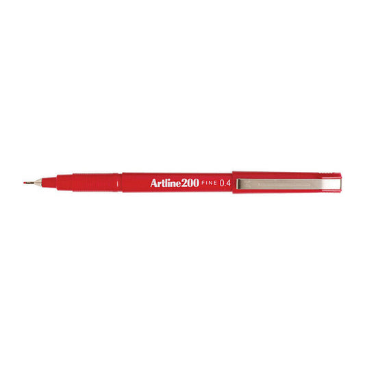 Artline 200 Red Fineliner Pen 0.4 mm (Box of 12)