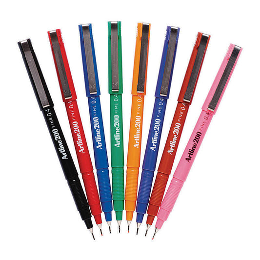 Artline 200 Fineliner Pens 0.4 mm Assorted Colors Box of 12