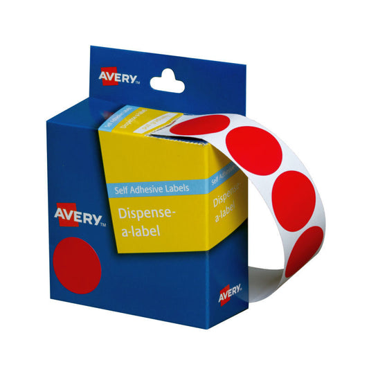 Avery Dispenser Red Dot Stickers - 24mm - Roll of 500