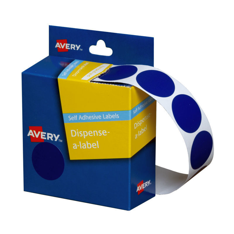 Avery Dispenser Blue Dot Stickers - 24mm - Roll of 500