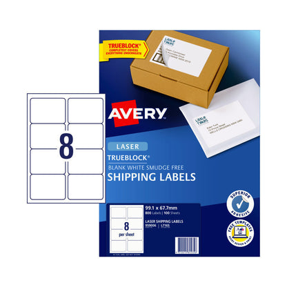 Avery L7165 Laser Labels - 99.1 x 67.7mm - 8 Labels per Sheet - Pack of 100 Sheets