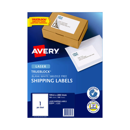 Avery L7167 Laser Labels - 199.6 x 289.1mm - Full Sheet - 1 Label per Sheet - Pack of 100 Sheets