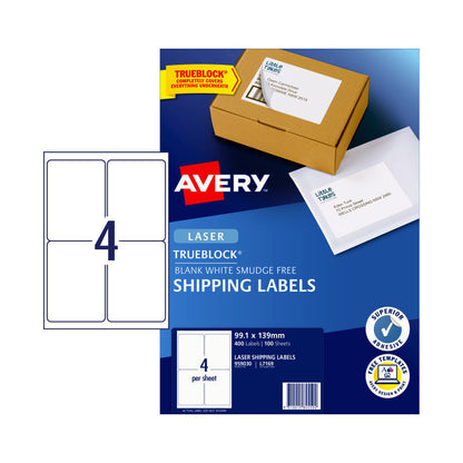 Avery L7169 Shipping Labels - 99.1 x 139mm - 4 Labels per Sheet - Pack of 100 Sheets