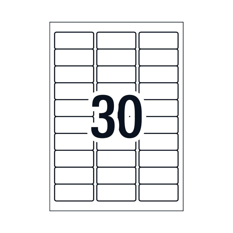 Avery L7158 Laser Labels - 64.6 x 25.4mm - 30 Labels per Sheet - Pack of 100 Sheets