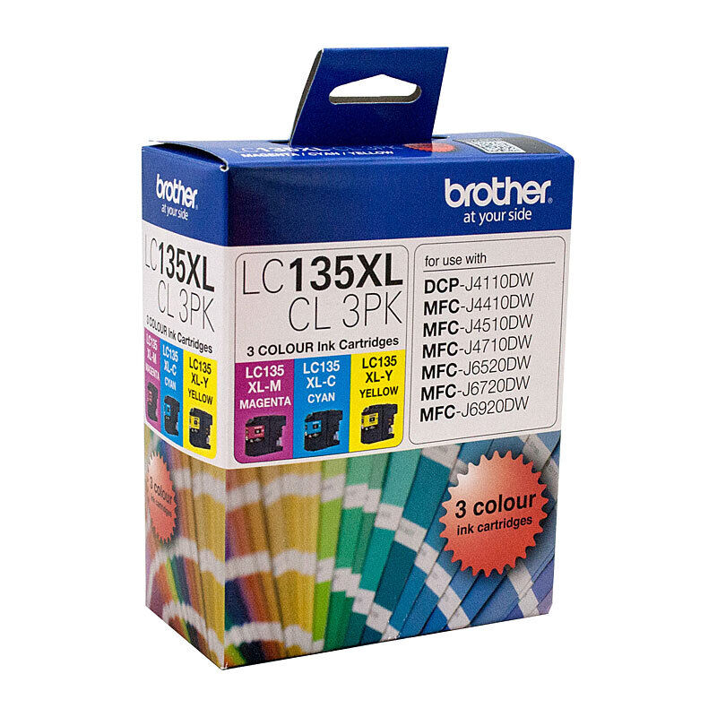 Brother LC135XL CYM (Cyan, Yellow & Magenta) Colour Ink Pack