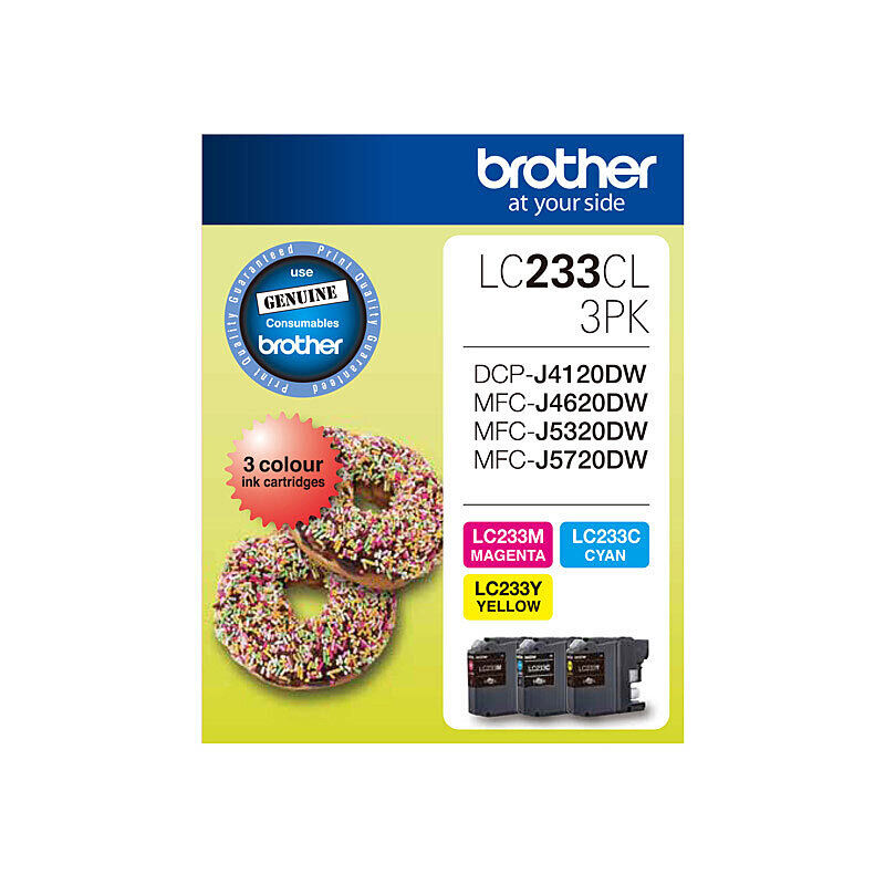 Brother LC233 CYM (Cyan, Yellow & Magenta) Colour Ink Pack