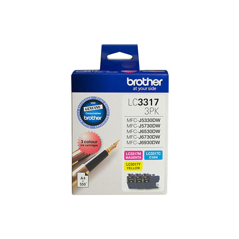 Brother LC3317 CYM (Cyan, Yellow & Magenta) Colour Ink Pack