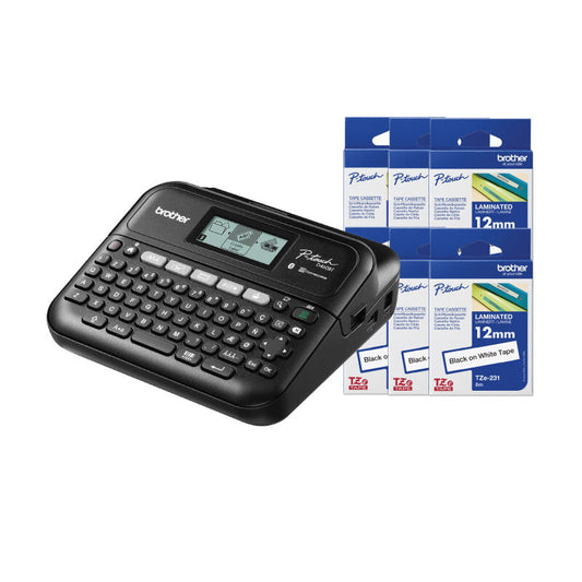 Brother P-Touch PT-D460BT Bluetooth Label Printer Bundle