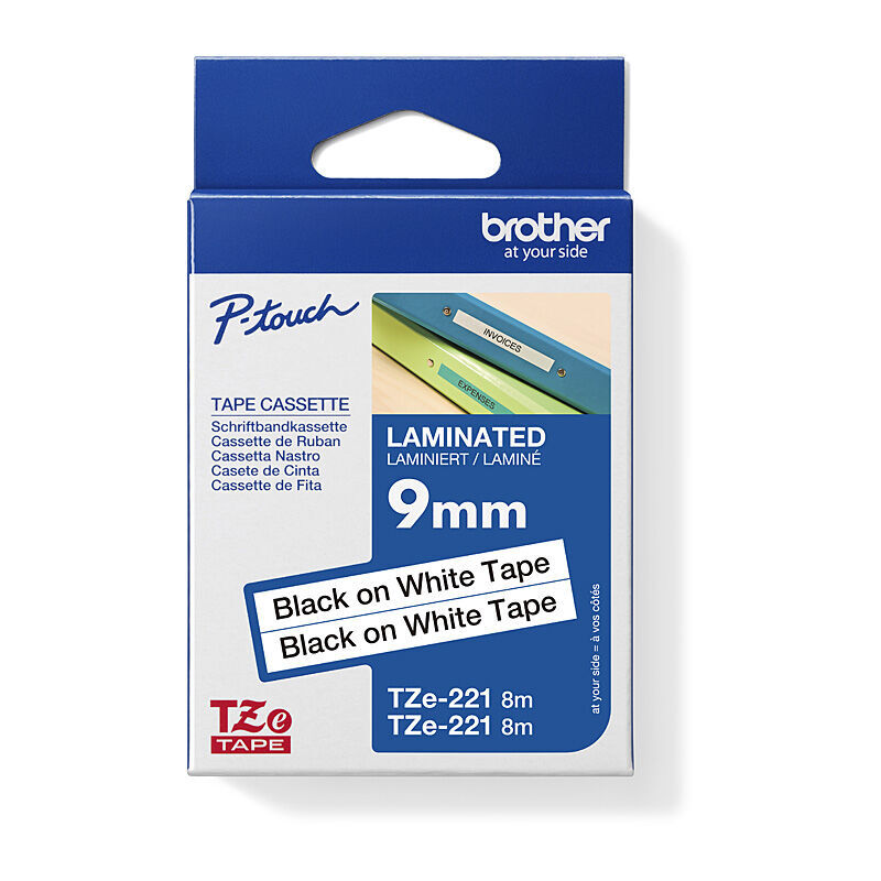 Brother TZe-221 Label Tape Twin Pack - Black on White - 9 mm