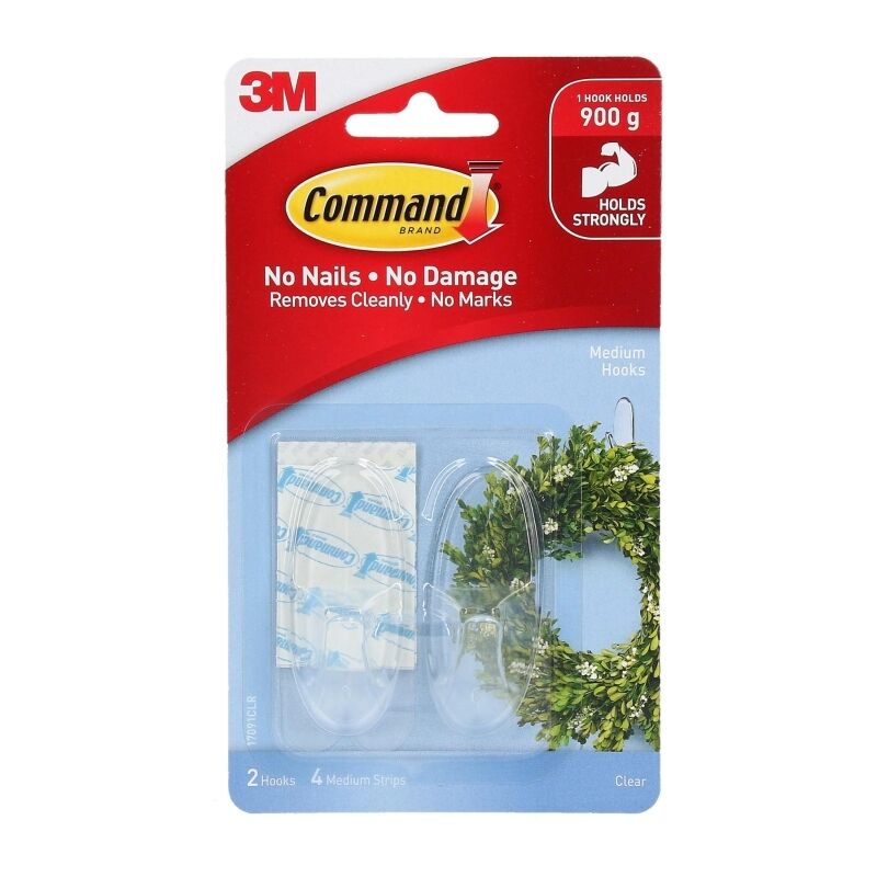 Command Medium Hooks - Clear - 2 Pack