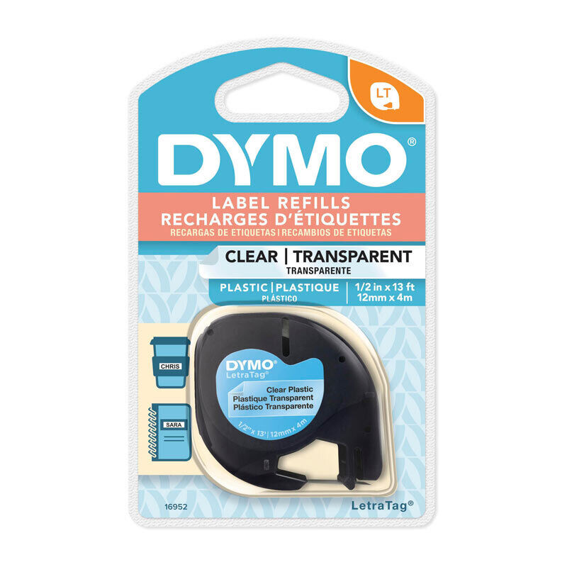 Dymo LT LetraTag Plastic 12 mm x 4m Clear
