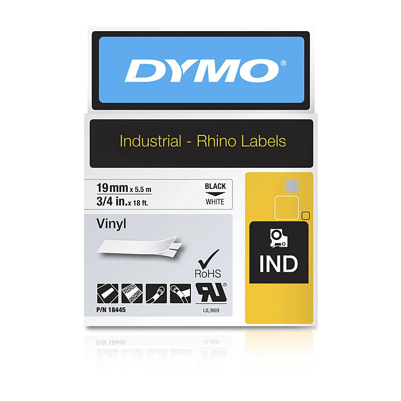 DymoRhino Black on White 19mm Tape