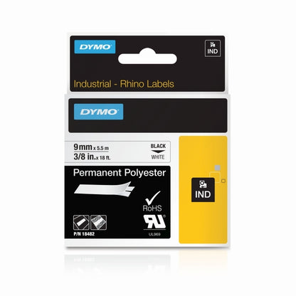 Dymo Rhino Permanent Label 9 mm Black/White