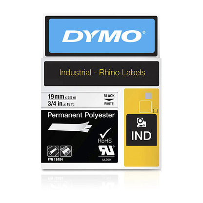 Dymo Rhino Black on White 19 mm Tape