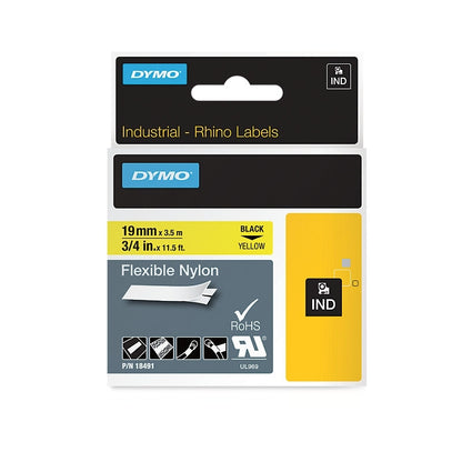 Dymo Rhino Nylon Tape 19 mm Black/Yellow