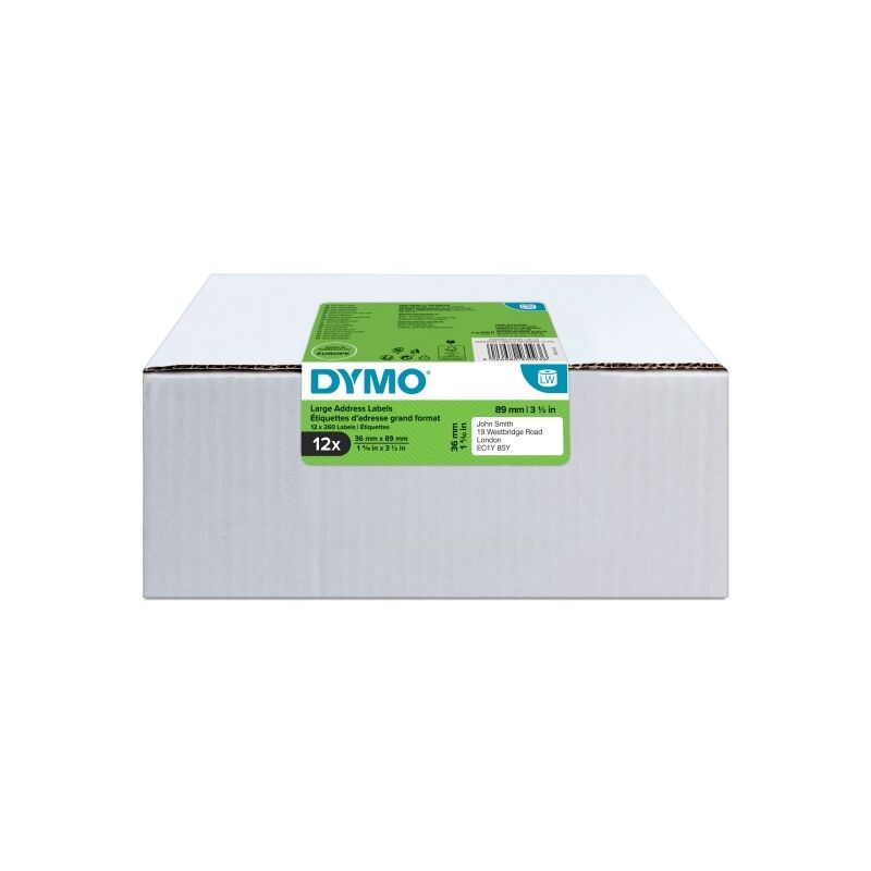 Dymo LabelWriter Large Address Labels 36 mm x 89 mm - Pack of 12