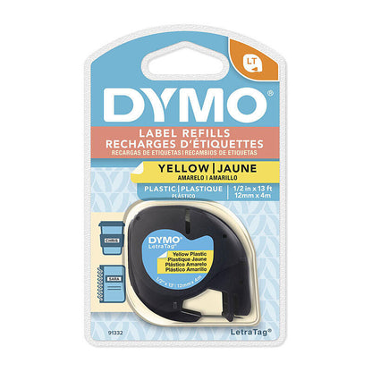 Dymo LetraTag Plastic Tape 12 mm x 4m Yellow