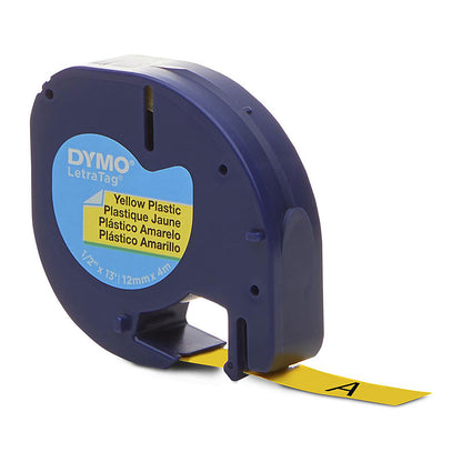 Dymo LetraTag Plastic Tape 12 mm x 4m Yellow