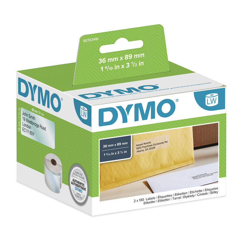 Dymo LabelWriter Label 36 mm x 89 mm Clear