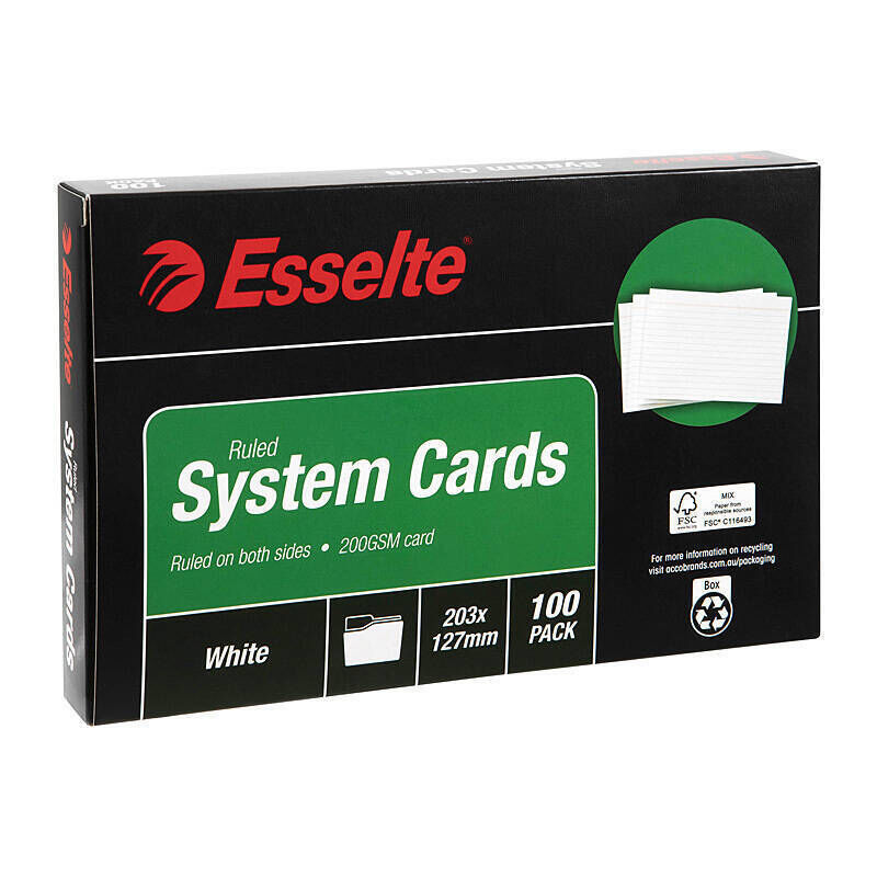Esselte System Card 203x127 mm (8x5 inches) - Pack of 100