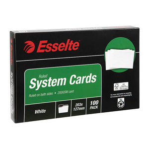 Esselte System Card 203x127 mm (8x5 inches) - Pack of 100