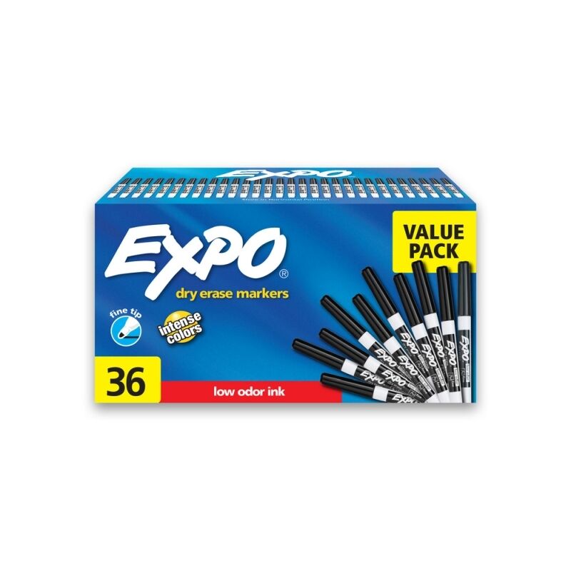 Expo Dry Erase Whiteboard Marker Fine Black - Box of 36