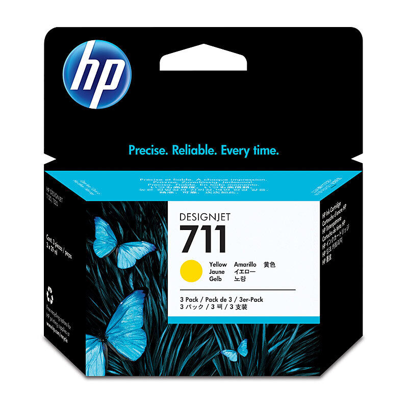 HP (Hewlett Packard) #711 29ml Yellow Ink Cartridge (3 - Pack) (CZ136A)